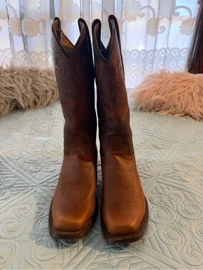 El General Brown Leather Western Heeled Boots